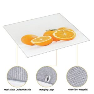 Fresh oranges Printed Drying Mat For Kitchen Ultra Absorbent Microfiber Dishes Drainer Mats Non-Slip Silicone Quick Dry Pad - 18 X 16inch