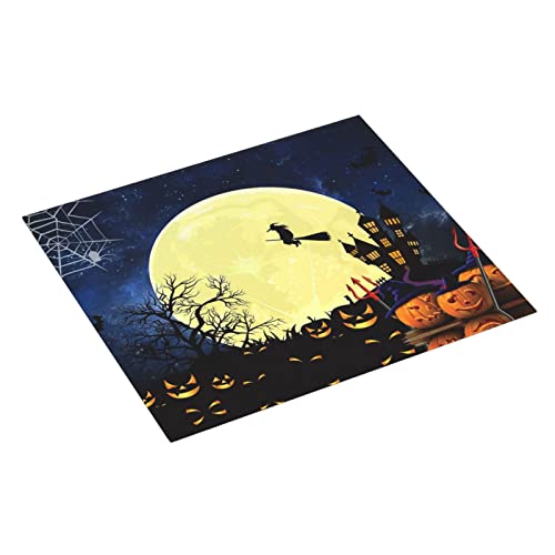 Halloween Moon Horrible Pumpkin Printed Drying Mat For Kitchen Ultra Absorbent Microfiber Dishes Drainer Mats Non-Slip Silicone Quick Dry Pad - 18 X 16inch