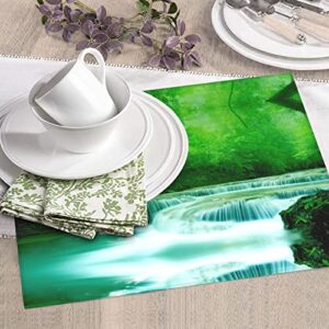 Green Trees Small Waterfalls Printed Drying Mat For Kitchen Ultra Absorbent Microfiber Dishes Drainer Mats Non-Slip Silicone Quick Dry Pad - 18 X 16inch