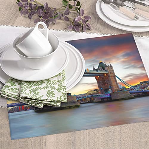 Historic Old Tower Bridge London Printed Drying Mat For Kitchen Ultra Absorbent Microfiber Dishes Drainer Mats Non-Slip Silicone Quick Dry Pad - 18 X 16inch