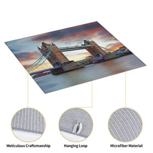 Historic Old Tower Bridge London Printed Drying Mat For Kitchen Ultra Absorbent Microfiber Dishes Drainer Mats Non-Slip Silicone Quick Dry Pad - 18 X 16inch