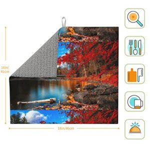 killarney national park Printed Drying Mat For Kitchen Ultra Absorbent Microfiber Dishes Drainer Mats Non-Slip Silicone Quick Dry Pad - 18 X 16inch