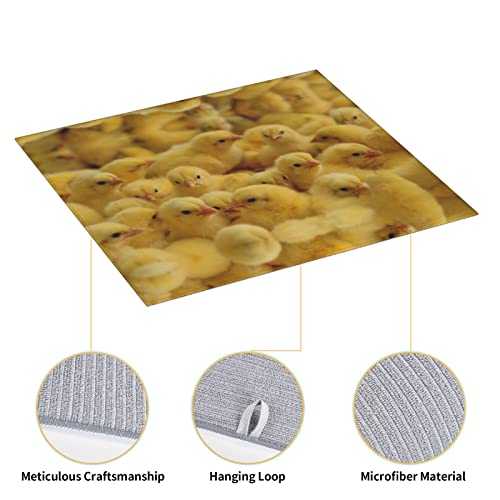 little Chickens Printed Drying Mat For Kitchen Ultra Absorbent Microfiber Dishes Drainer Mats Non-Slip Silicone Quick Dry Pad - 18 X 16inch