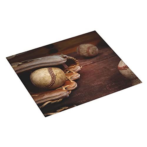 Retro Baseball Printed Drying Mat For Kitchen Ultra Absorbent Microfiber Dishes Drainer Mats Non-Slip Silicone Quick Dry Pad - 18 X 16inch