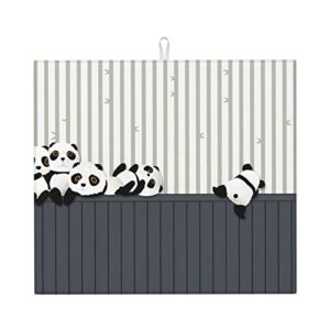 funny baby panda printed drying mat for kitchen ultra absorbent microfiber dishes drainer mats non-slip silicone quick dry pad - 18 x 16inch