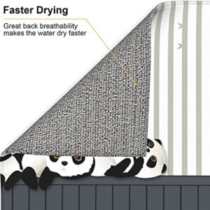 Funny Baby Panda Printed Drying Mat For Kitchen Ultra Absorbent Microfiber Dishes Drainer Mats Non-Slip Silicone Quick Dry Pad - 18 X 16inch