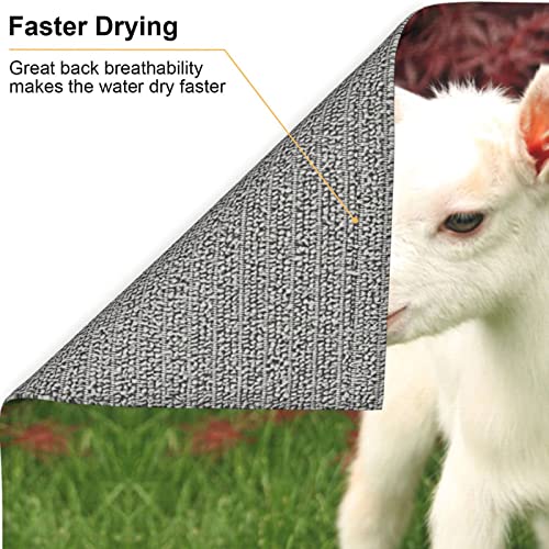 goat Printed Drying Mat For Kitchen Ultra Absorbent Microfiber Dishes Drainer Mats Non-Slip Silicone Quick Dry Pad - 18 X 16inch