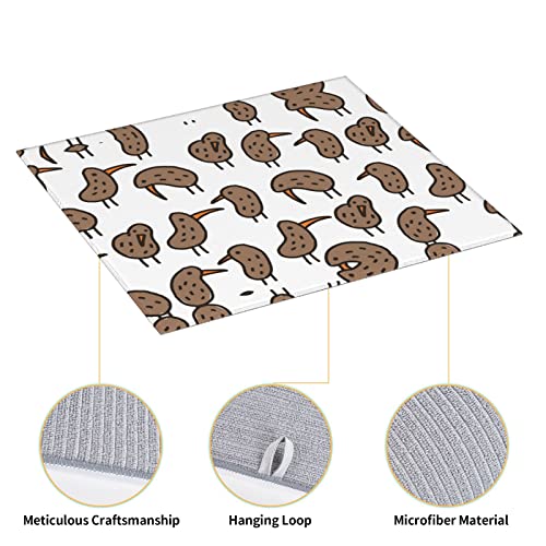 Kiwi Bird Cute Printed Drying Mat For Kitchen Ultra Absorbent Microfiber Dishes Drainer Mats Non-Slip Silicone Quick Dry Pad - 18 X 16inch