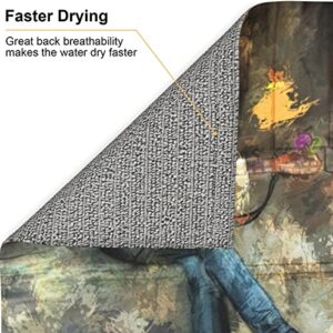 Musical Man Playing Guitar Printed Drying Mat For Kitchen Ultra Absorbent Microfiber Dishes Drainer Mats Non-Slip Silicone Quick Dry Pad - 18 X 16inch