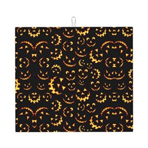 happy halloween printed drying mat for kitchen ultra absorbent microfiber dishes drainer mats non-slip silicone quick dry pad - 18 x 16inch