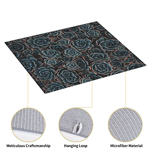 Fresh succulents Printed Drying Mat For Kitchen Ultra Absorbent Microfiber Dishes Drainer Mats Non-Slip Silicone Quick Dry Pad - 18 X 16inch