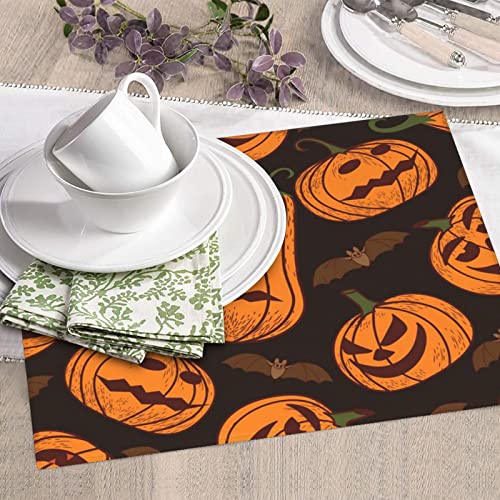 Halloween Pumpkin Printed Drying Mat For Kitchen Ultra Absorbent Microfiber Dishes Drainer Mats Non-Slip Silicone Quick Dry Pad - 18 X 16inch