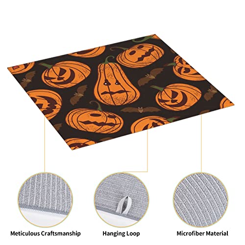 Halloween Pumpkin Printed Drying Mat For Kitchen Ultra Absorbent Microfiber Dishes Drainer Mats Non-Slip Silicone Quick Dry Pad - 18 X 16inch