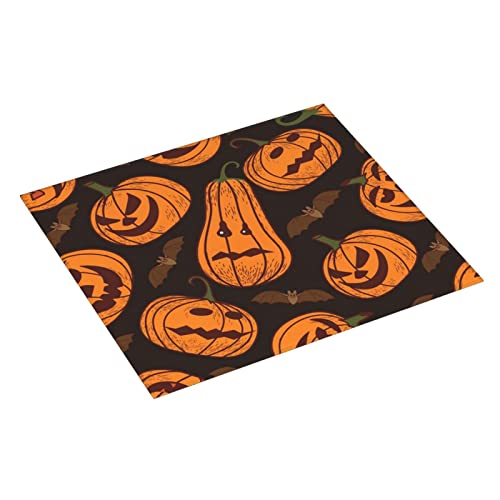 Halloween Pumpkin Printed Drying Mat For Kitchen Ultra Absorbent Microfiber Dishes Drainer Mats Non-Slip Silicone Quick Dry Pad - 18 X 16inch