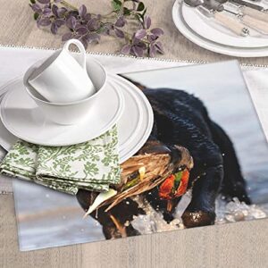 Funny Dog Hunting Duck Printed Drying Mat For Kitchen Ultra Absorbent Microfiber Dishes Drainer Mats Non-Slip Silicone Quick Dry Pad - 18 X 16inch