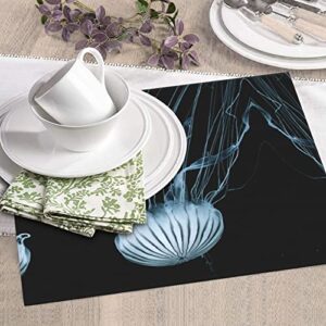 Jellyfish Printed Drying Mat For Kitchen Ultra Absorbent Microfiber Dishes Drainer Mats Non-Slip Silicone Quick Dry Pad - 18 X 16inch