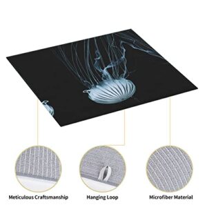 Jellyfish Printed Drying Mat For Kitchen Ultra Absorbent Microfiber Dishes Drainer Mats Non-Slip Silicone Quick Dry Pad - 18 X 16inch