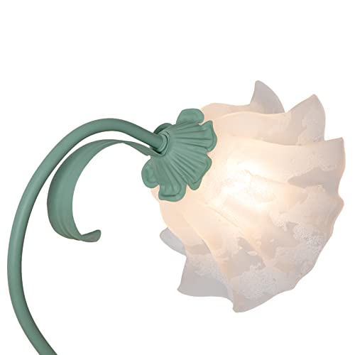 JAJADAH Modern Tiffany Style, Flower Frosted Glass Table Lamp, Lily Pad Base Night Light 110v, White Frosted Patterned Glass Table Lamp Fits for Your Bedside, End Table, Coffee Table, Working Table