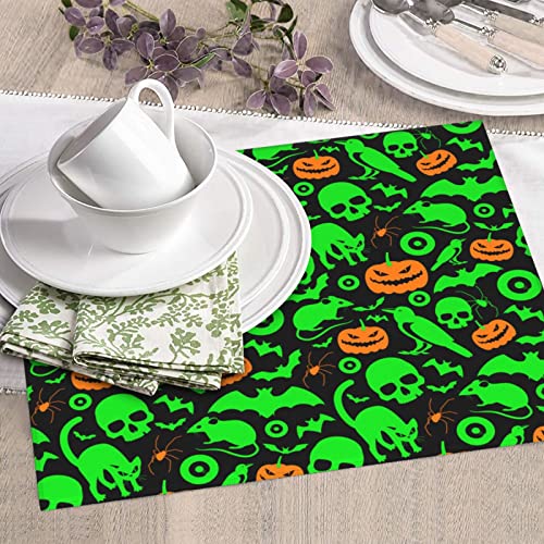 Green Ghost Horror Halloween Pumpkin Printed Drying Mat For Kitchen Ultra Absorbent Microfiber Dishes Drainer Mats Non-Slip Silicone Quick Dry Pad - 18 X 16inch