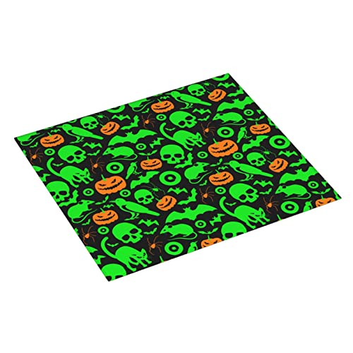 Green Ghost Horror Halloween Pumpkin Printed Drying Mat For Kitchen Ultra Absorbent Microfiber Dishes Drainer Mats Non-Slip Silicone Quick Dry Pad - 18 X 16inch