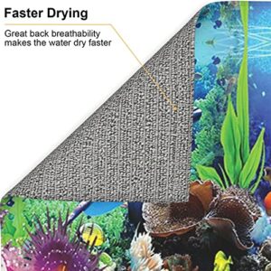 Marine Life Printed Drying Mat For Kitchen Ultra Absorbent Microfiber Dishes Drainer Mats Non-Slip Silicone Quick Dry Pad - 18 X 16inch