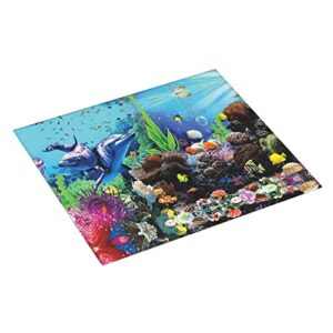 Marine Life Printed Drying Mat For Kitchen Ultra Absorbent Microfiber Dishes Drainer Mats Non-Slip Silicone Quick Dry Pad - 18 X 16inch