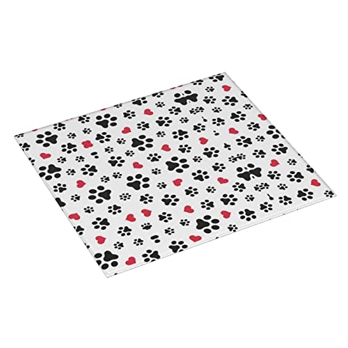 Love Cat Paw Heart Puppy Foot Print Printed Drying Mat For Kitchen Ultra Absorbent Microfiber Dishes Drainer Mats Non-Slip Silicone Quick Dry Pad - 18 X 16inch