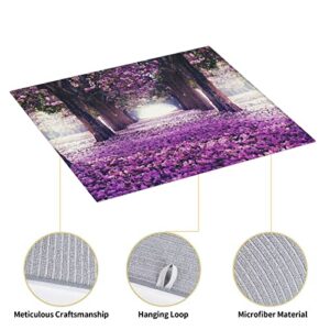 Landscape Flowers Printed Drying Mat For Kitchen Ultra Absorbent Microfiber Dishes Drainer Mats Non-Slip Silicone Quick Dry Pad - 18 X 16inch