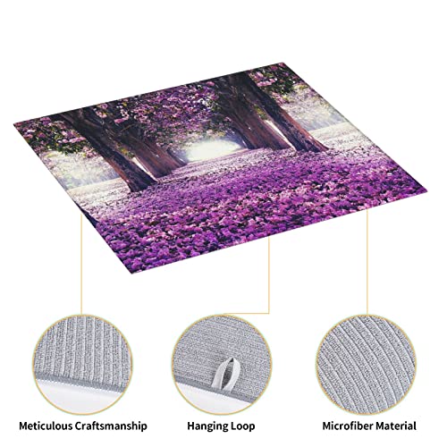 Landscape Flowers Printed Drying Mat For Kitchen Ultra Absorbent Microfiber Dishes Drainer Mats Non-Slip Silicone Quick Dry Pad - 18 X 16inch