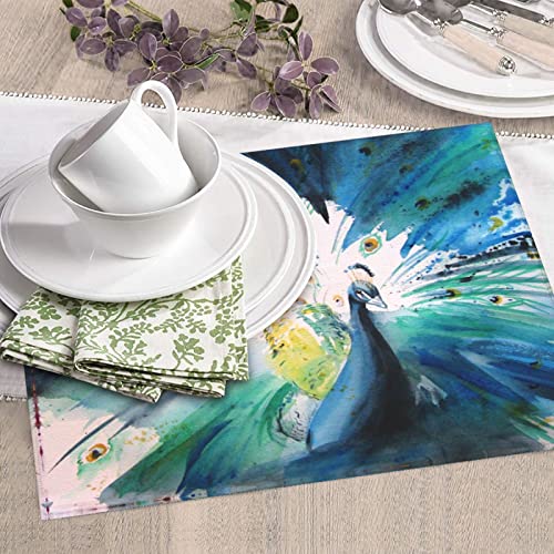 Peacock Spread Its Wings Printed Drying Mat For Kitchen Ultra Absorbent Microfiber Dishes Drainer Mats Non-Slip Silicone Quick Dry Pad - 18 X 16inch