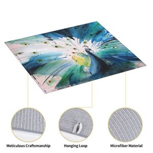 Peacock Spread Its Wings Printed Drying Mat For Kitchen Ultra Absorbent Microfiber Dishes Drainer Mats Non-Slip Silicone Quick Dry Pad - 18 X 16inch