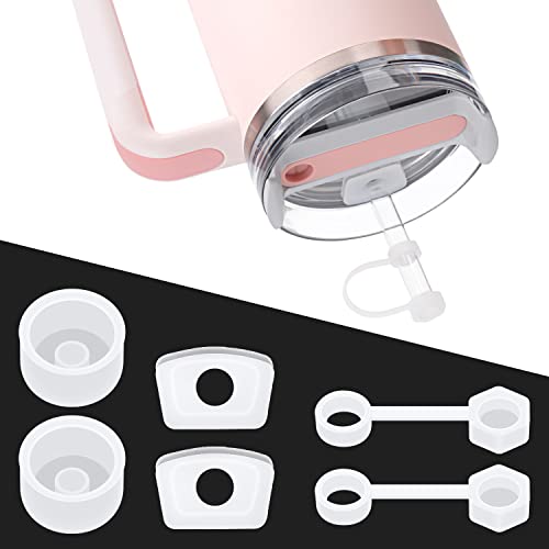 6Pcs Spill Proof Stopper Silicone for Stanley Cup 2.0 40oz/30oz Tumbler Leakproof Water Bottle Sealing Accessories with Round Top Leak Proof stopper Plug &Square lid anti-leak Stopper&Straw Cap Cover