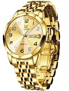 olevs watch for men women unisex diamond luxury dress analog quartz stainless steel waterproof luminous date business casual wrist watch