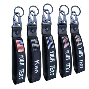 qjs patch customzied keychain,personalized key tag embroidery usa flag name with key ring car key chain clip nylon webbing buckle for key,tactical backpack,motorcycle