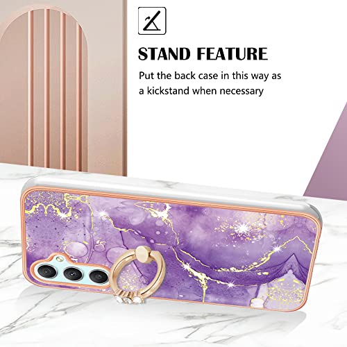 Monwutong Slim Fit Phone Case for Samsung Galaxy A24 4G,Shiny Ring Kickstand Case for Girls,with Camera Lens and Screen Protection Case for Samsung Galaxy A24 4G,ZHDD Purple