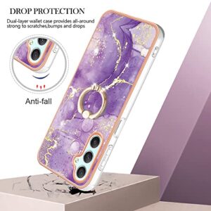 Monwutong Slim Fit Phone Case for Samsung Galaxy A24 4G,Shiny Ring Kickstand Case for Girls,with Camera Lens and Screen Protection Case for Samsung Galaxy A24 4G,ZHDD Purple