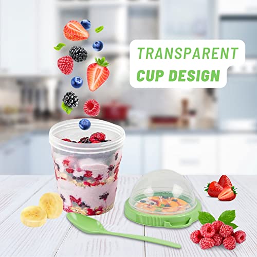 Fairway Finds 4 Pack of 17 oz Yogurt Parfait Cups With Lids Reusable Crunch Cup Portable Cereal Cup Meal Planning Containers Milk Granola Yoghurt Carrying Container Cereal on the go Lids and Spoons