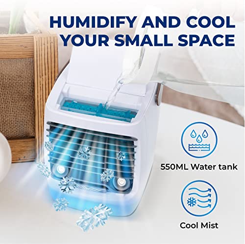 ChillWell 2.0 Evaporative Air Cooler for Room - 4-Speed Mini Portable Swamp Coolers with Humidifier | Indoor Personal Cooling Unit for Bedroom, Home Office, and Camping | USB-Rechargeable, Easy Setup