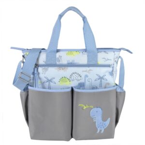 Crossbody Dinosaur Diaper Bag Tote with Changing Station for Baby Boy, 3 Piece Diaper Bag Set (Dinosaurs)