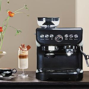 MIROX Barista Espresso Coffee Maker Machine With Grinder Electric For Home Use, Coffee Maker Cappuccino Machine With Milk Frother Latte Macchiato Cuppuccino Machine 2000ML Water Tank, 1450w