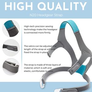 N20 Headgear Compatible with ResMed AirFit/AirTouch N20 Nasal Mask, N20 Replacement Mask Strap with 2 Magnetic Clips