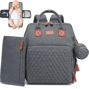rosegin diaper bag backpack with changing pad, pacifier case - grey baby bags for girl boy newborn unisex infant toddler - baby travel bag for mom dad - baby shower, 30l large capacity