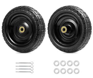 parts camp gorilla cart wheels 13-inch gorilla cart tires replacement 4.00-6 flat-free solid tire and wheel for hand trucks/garden carts/wheelbarrow/dolly-5/8"axle borehole 2.1"hub offset (2 pack)