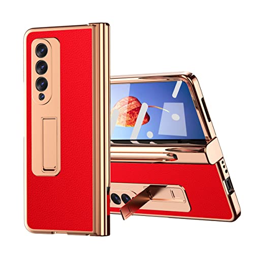 EAXER for Samsung Galaxy Z Fold 3 5G Case, Full Coverage Shockproof Hinge Case Built-in Screen Protector Stand PC Cover with Stylus Pen (Red)