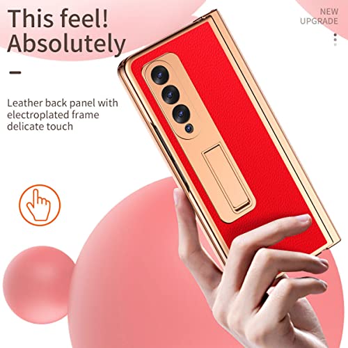 EAXER for Samsung Galaxy Z Fold 3 5G Case, Full Coverage Shockproof Hinge Case Built-in Screen Protector Stand PC Cover with Stylus Pen (Red)