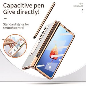 EAXER for Samsung Galaxy Z Fold 4 5G Case, Full Coverage Shockproof Hinge Case Built-in Screen Protector Stand PC Cover with Stylus Pen (White)