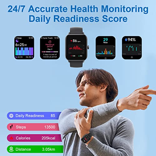 Smart Watch for Men(Answer/Make Call),Alexa Built-in,1.8"Fitness Tracker with Heart Rate Sleep SpO2 Monitor,100+Sport Mode,5ATM Waterproof,Activity Trackers and Smartwatches for iOS and Android Phones