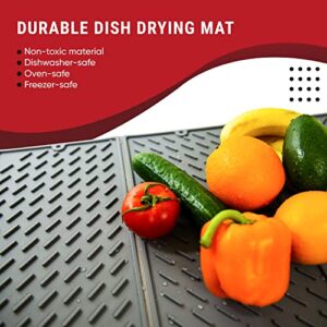 Foldable Drying Mat for Kitchen Counter 16x24, Silicone Heat Resistant Mat, Trifold Dish Mat Drying Kitchen Mat