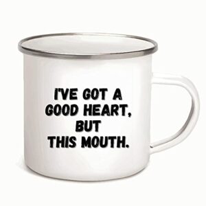 gift for smart people with humorous attitude and saucy mouth 12oz enamel silver mug