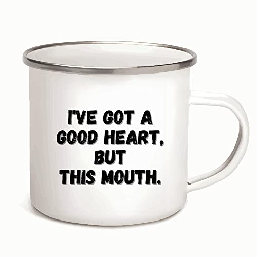 Gift for Smart People with Humorous Attitude and Saucy Mouth 12oz Enamel Silver Mug